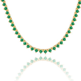 Tennis Necklace with Emerald Stones (May Birthstones) in 14K Gold (1.75 mm - 4.0 mm)