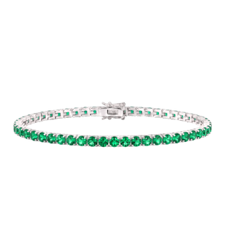 Tennis Bracelet with Emerald Colored CZ in Sterling Silver (2 mm - 4 mm)