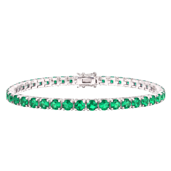 Tennis Bracelet with Emerald Colored CZ in Sterling Silver (2 mm - 4 mm)