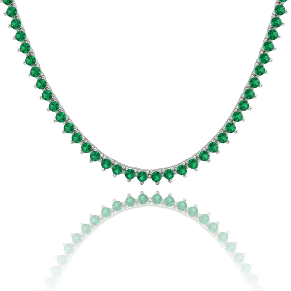 Tennis Necklace with Emerald Stones (May Birthstones) in 14K Gold (1.75 mm - 4.0 mm)