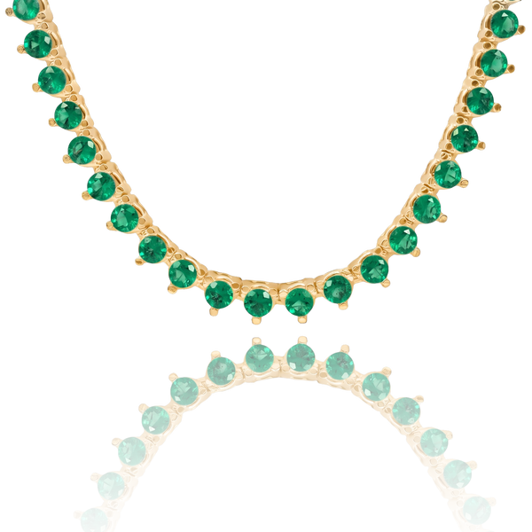 Tennis Necklace with Emerald Stones (May Birthstones) in 14K Gold (1.75 mm - 4.0 mm)