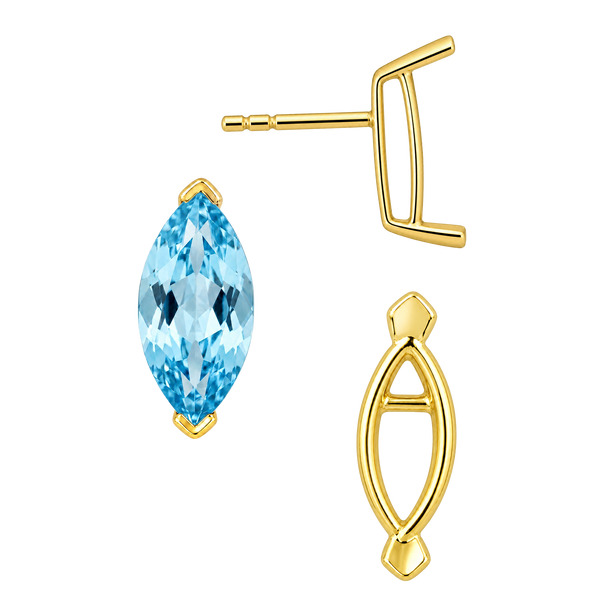 Marquise Shape V-End Double Wire Earrings
