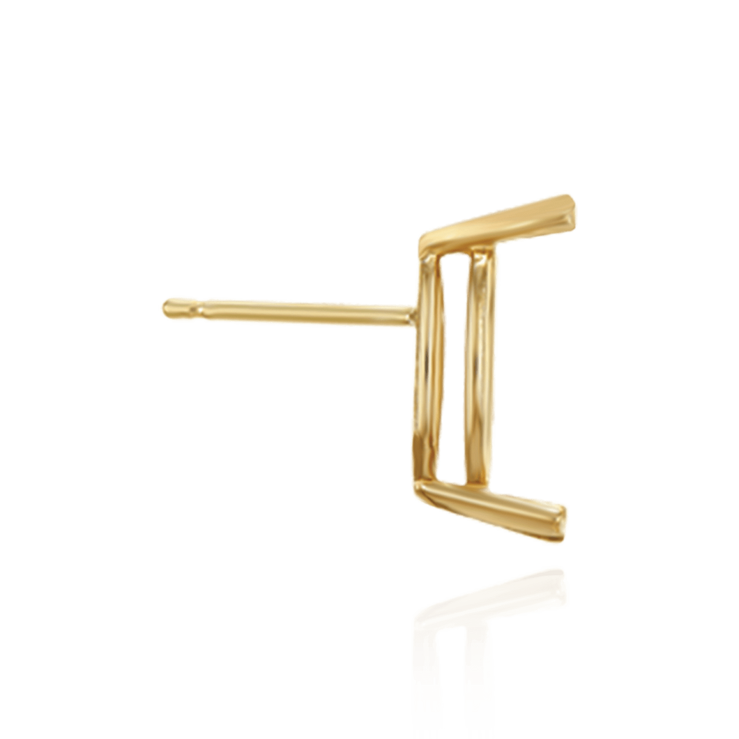 14K Gold ITI NYC Marquise Shape V-End Double Wire Earrings