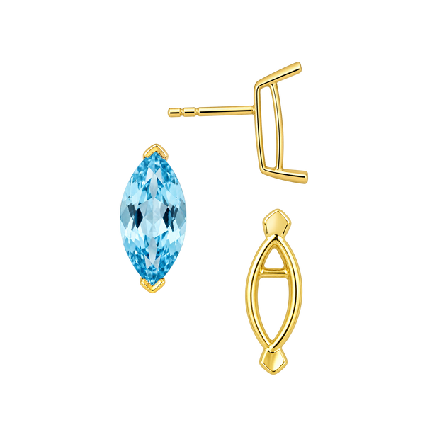 Marquise Shape V-End Double Wire Earrings