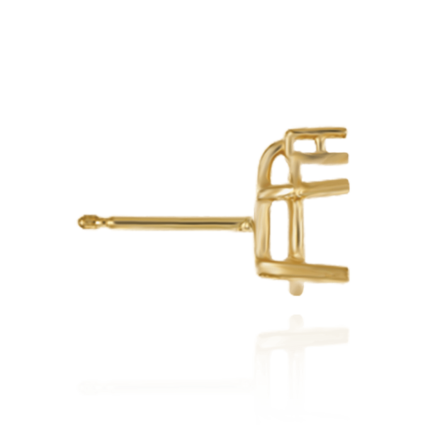 14K Gold ITI NYC Oval Four Prong Basket Earrings with One Accent