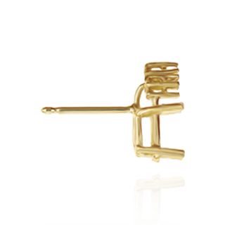 14K Gold ITI NYC Oval Four Prong Basket Earrings with 3 Accents