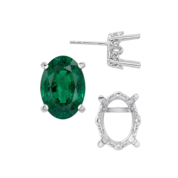Oval Four Prong Filigree Earrings with Push Post
