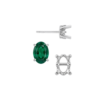 Oval Four Prong Filigree Earrings with Push Post