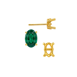 Oval Four Prong Filigree Earrings with Push Post