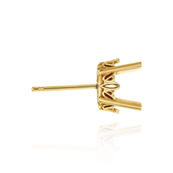 14K Gold ITI NYC Oval Four Prong Filigree Earrings