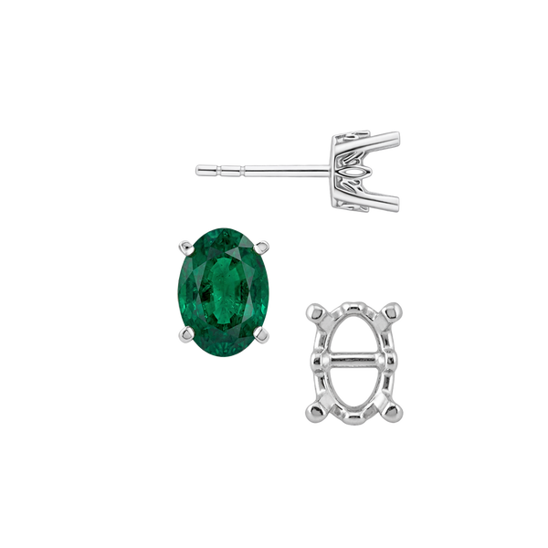Oval Four Prong Filigree Earrings with Push Post
