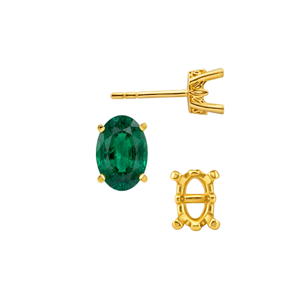 Oval Four Prong Filigree Earrings with Push Post