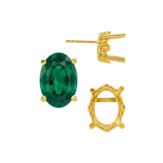 Oval Four Prong Filigree Earrings with Push Post