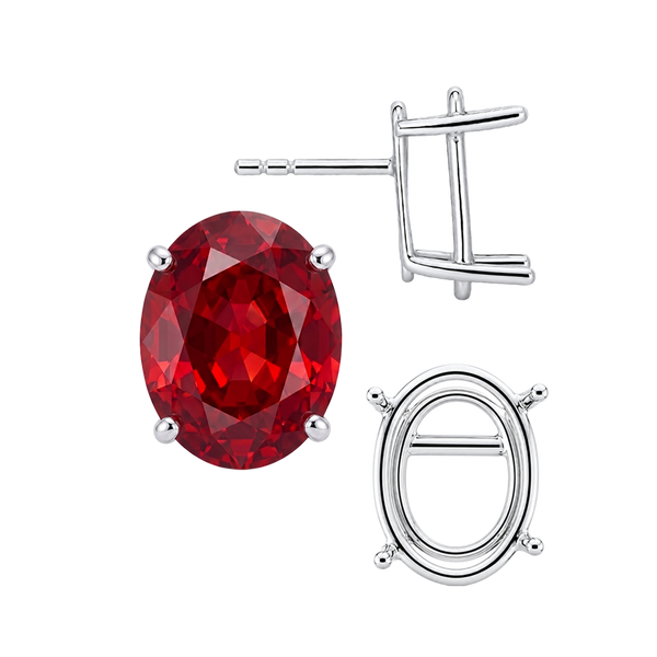 Oval Four Prong Basket Earrings with Push Post