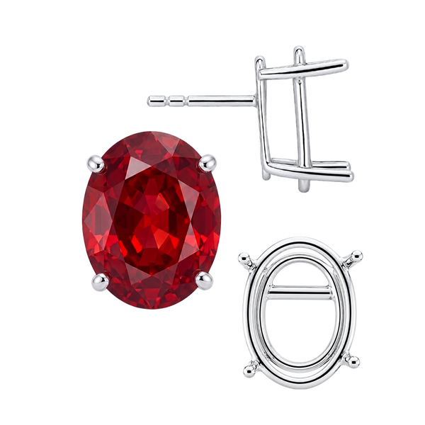 Oval Four Prong Basket Earrings with Push Post