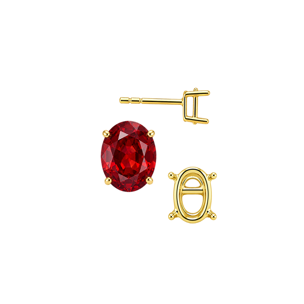 Oval Four Prong Basket Earrings with Push Post