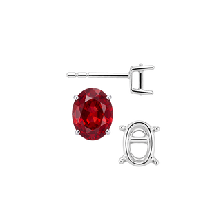 Oval Four Prong Basket Earrings with Push Post