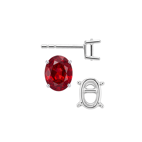 Oval Four Prong Basket Earrings with Push Post