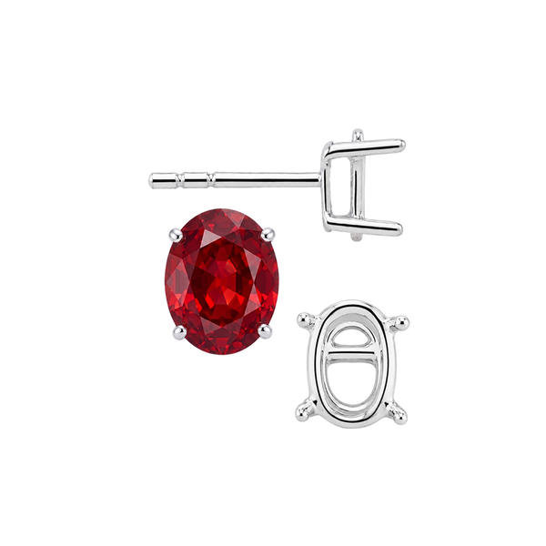 Oval Four Prong Basket Earrings with Push Post