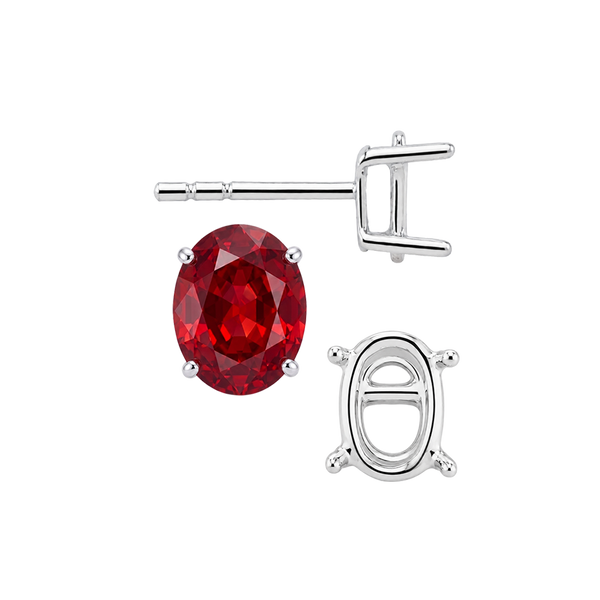 Oval Four Prong Basket Earrings with Push Post