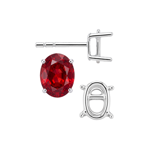 Oval Four Prong Basket Earrings with Push Post
