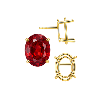 Oval Four Prong Basket Earrings with Push Post