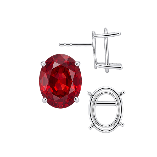 Oval Four Prong Basket Earrings with Push Post