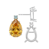 Pear Shape Four Prong Basket Earrings with One Accent with Push Post