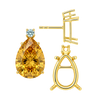 Pear Shape Four Prong Basket Earrings with One Accent with Push Post