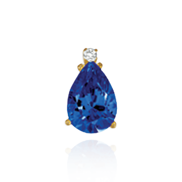 14K Gold ITI NYC Pear Shape Four Prong Basket Earrings with One Accent