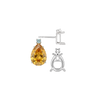 Pear Shape Four Prong Basket Earrings with One Accent with Push Post