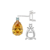 Pear Shape Four Prong Basket Earrings with One Accent with Push Post