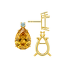 Pear Shape Four Prong Basket Earrings with One Accent with Push Post