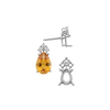 Pear Shape Four Prong Basket Earrings with 3 Accents with Push Post