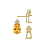 Pear Shape Four Prong Basket Earrings with 3 Accents with Push Post