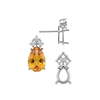 Pear Shape Four Prong Basket Earrings with 3 Accents with Push Post