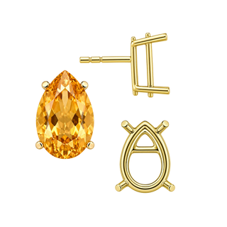 Pear Shape Four Prong Basket Earrings with Push Post