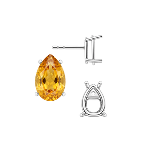 Pear Shape Four Prong Basket Earrings with Push Post
