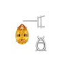 Pear Shape Four Prong Basket Earrings with Push Post