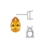 Pear Shape Four Prong Basket Earrings with Push Post