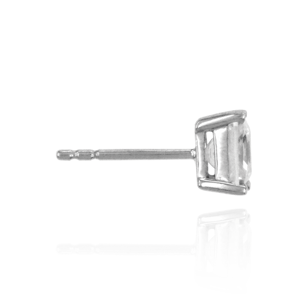 Square Four Prong Earrings with Flat Side Wire and CZ