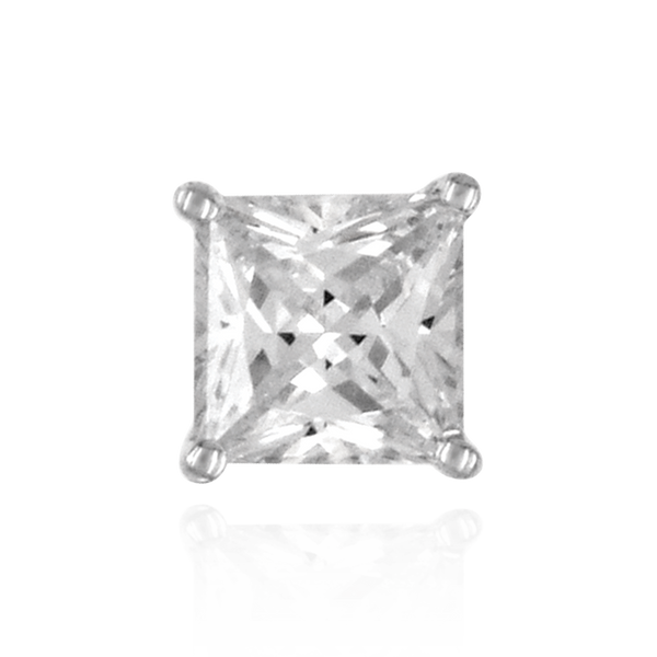 Square Four Prong Earrings with Flat Side Wire and CZ