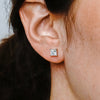 Square Four Prong Earrings with Flat Side Wire and CZ