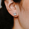Square Four Prong Earrings with Flat Side Wire and CZ