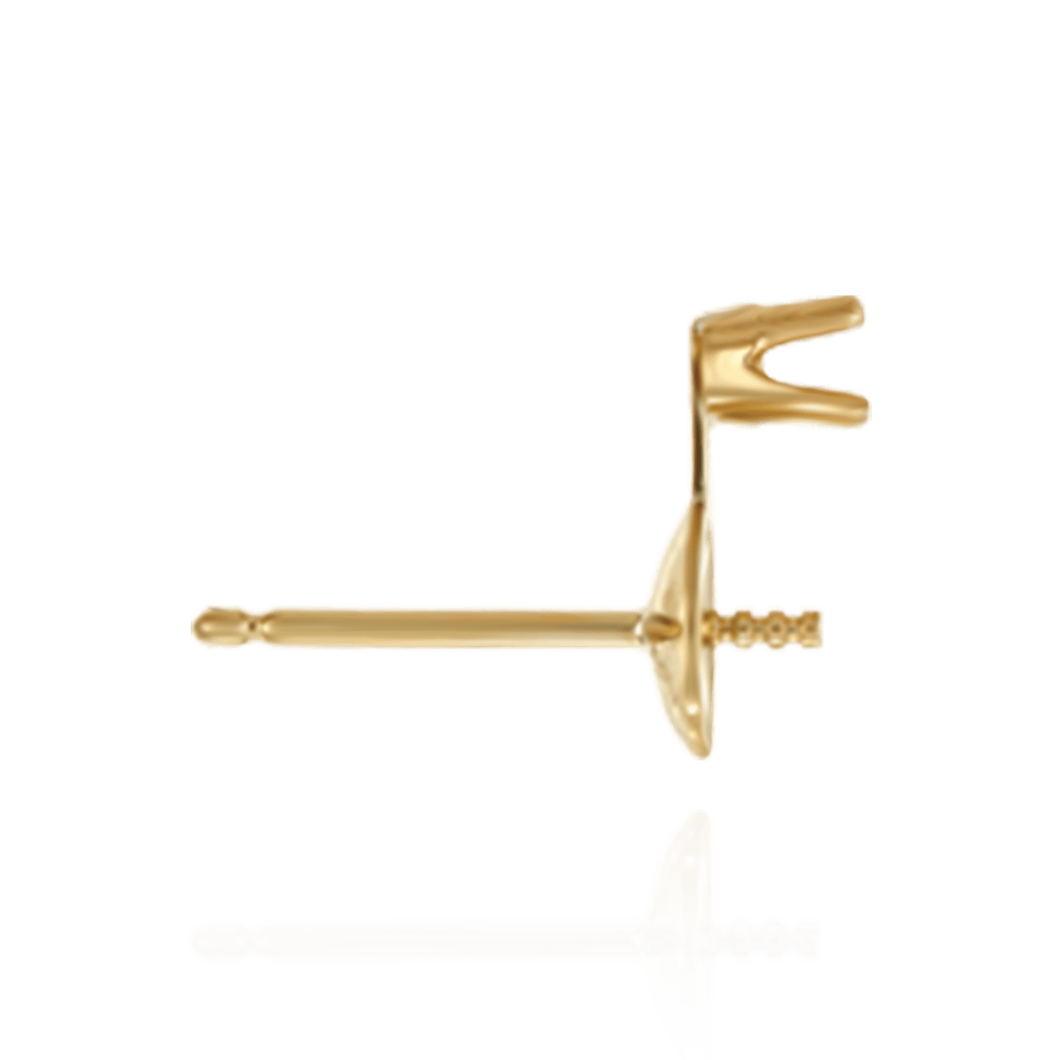 ITI NYC Pearl Cup Earrings with Peg and One Accent in 14K Gold