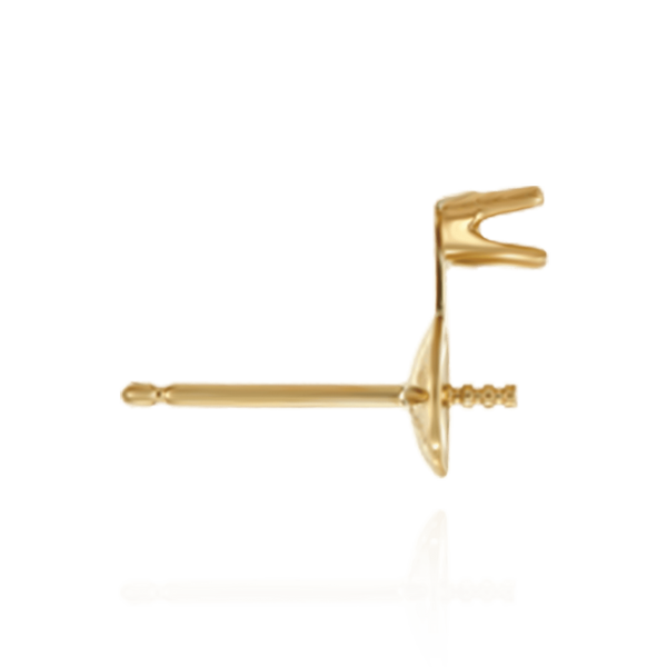 ITI NYC Pearl Cup Earrings with Peg and One Accent in 14K Gold