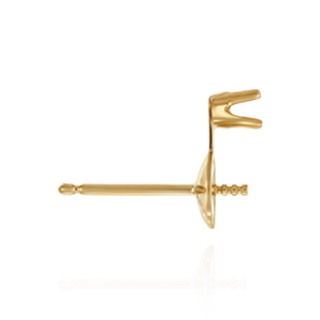 ITI NYC Pearl Cup Earrings with Peg and One Accent in 14K Gold