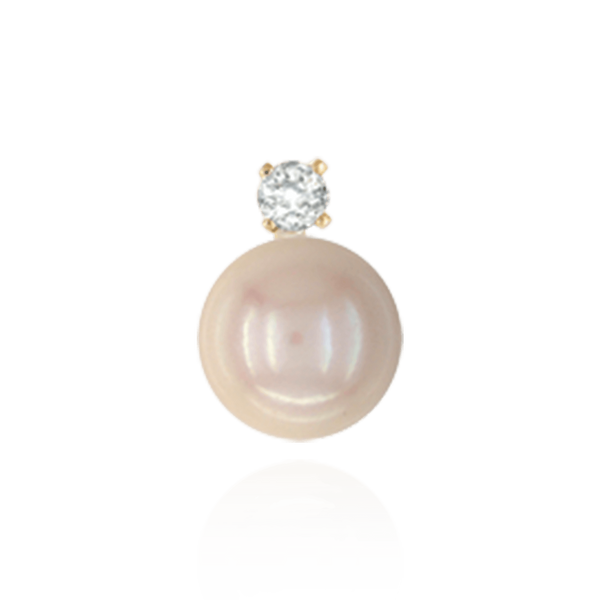 ITI NYC Pearl Cup Earrings with Peg and One Accent in 14K Gold