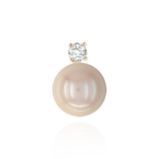ITI NYC Pearl Cup Earrings with Peg and One Accent in 14K Gold