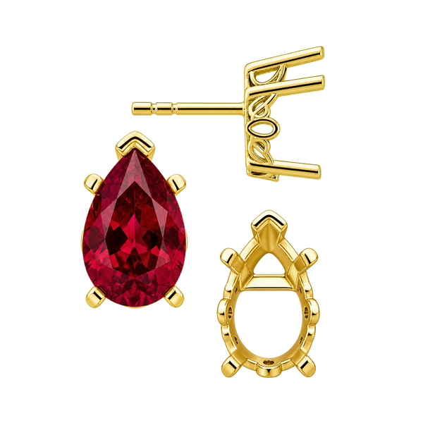 Pear Shape V-End Filigree Earrings with Push Post